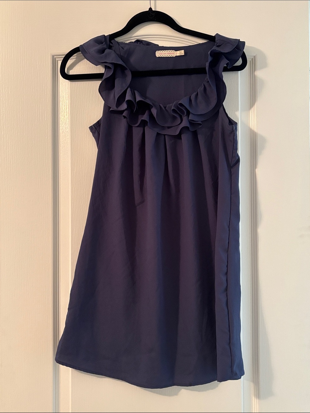 Pins and Needles Navy Ruffle Neck Sleeveless Dress